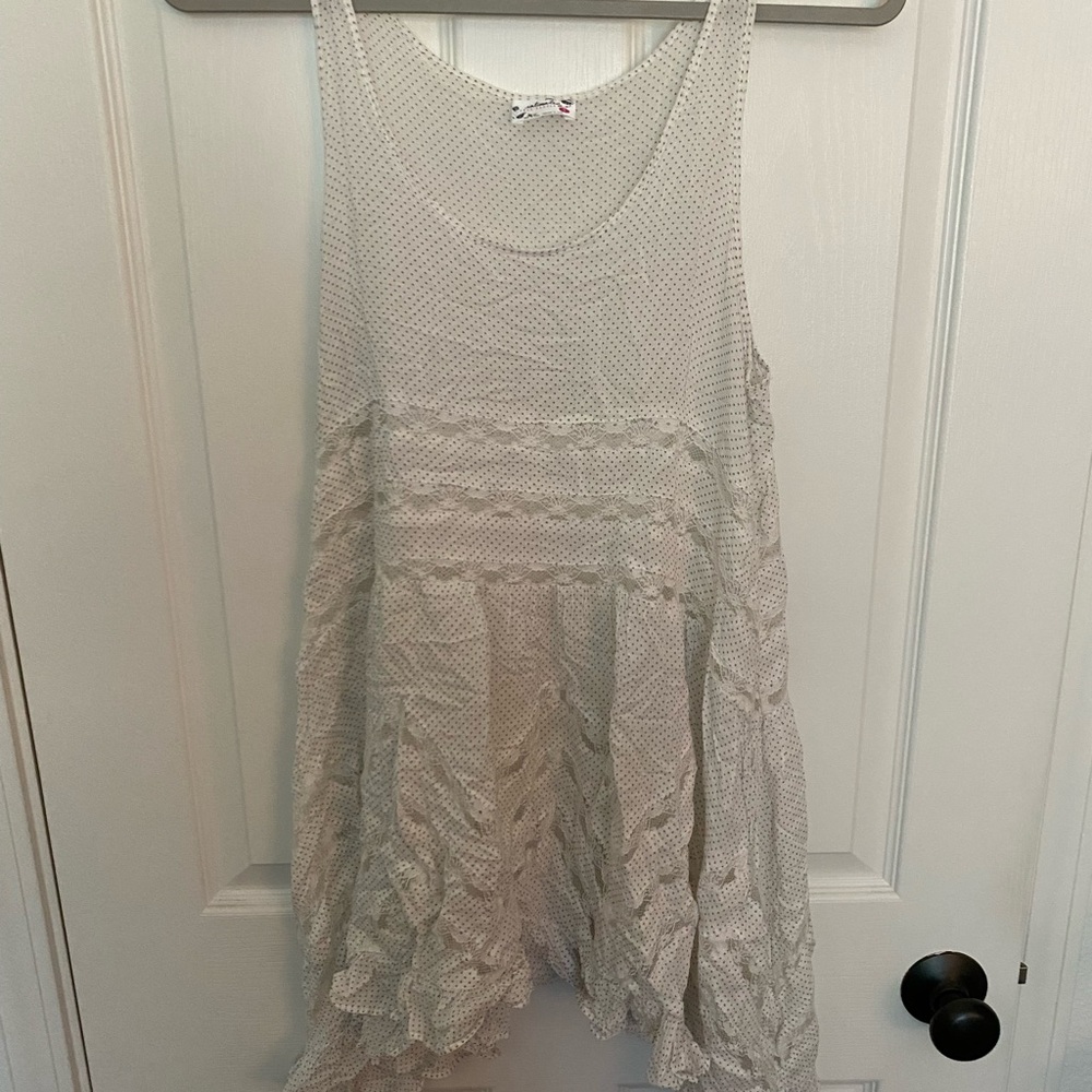 Free People White Polka Dot Lace Top or Mini Dress